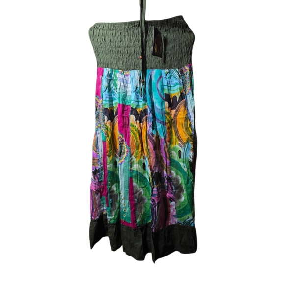 Junglee Billie Vibrant Strapless Dress with Artistic Print One Size Fits Most - Picture 2 of 5